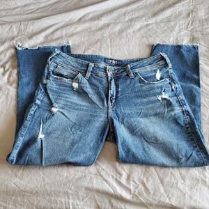 Silver Jeans Co. Distressed Straight Crop Jeans